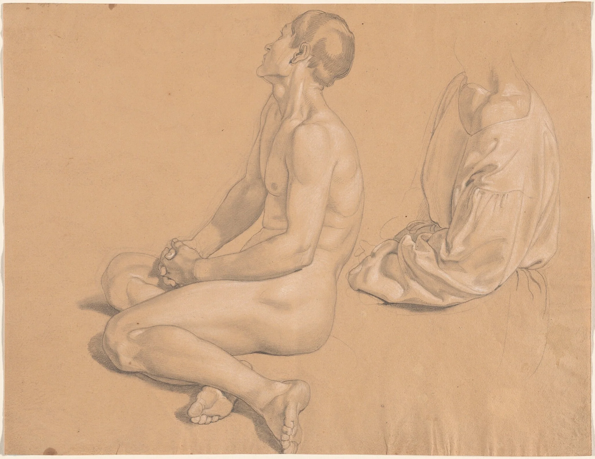A Seated Man Nude and then Clothed, detail