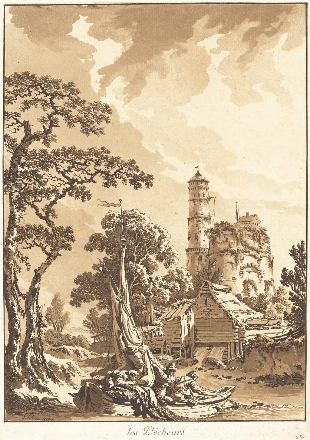 Les Pêcheurs (The Fishermen), by Jean-Baptiste Le Prince, ink, 1771
