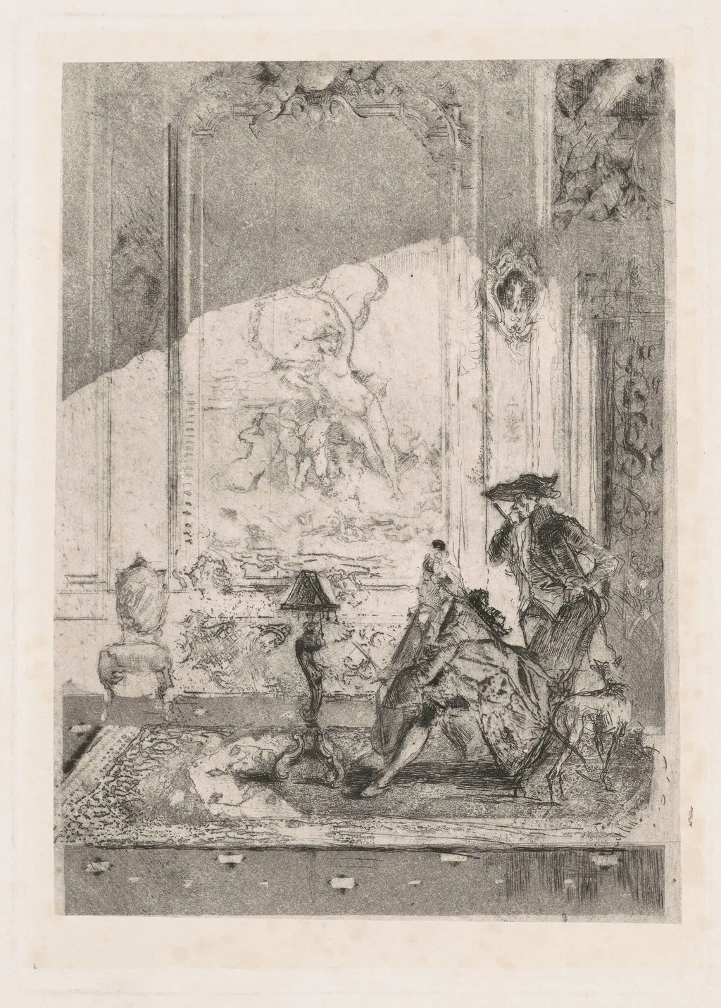 La lezione di violincello [The Violin Lesson], by Mosè Bianchi, ink, 1874