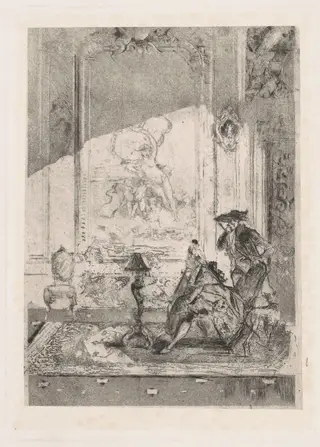 La lezione di violincello [The Violin Lesson], by Mosè Bianchi, ink, 1874