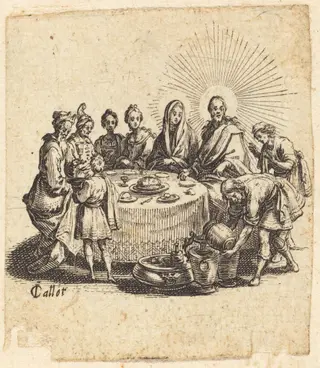The Marriage at Cana, by Jacques Callot, ink, 1618