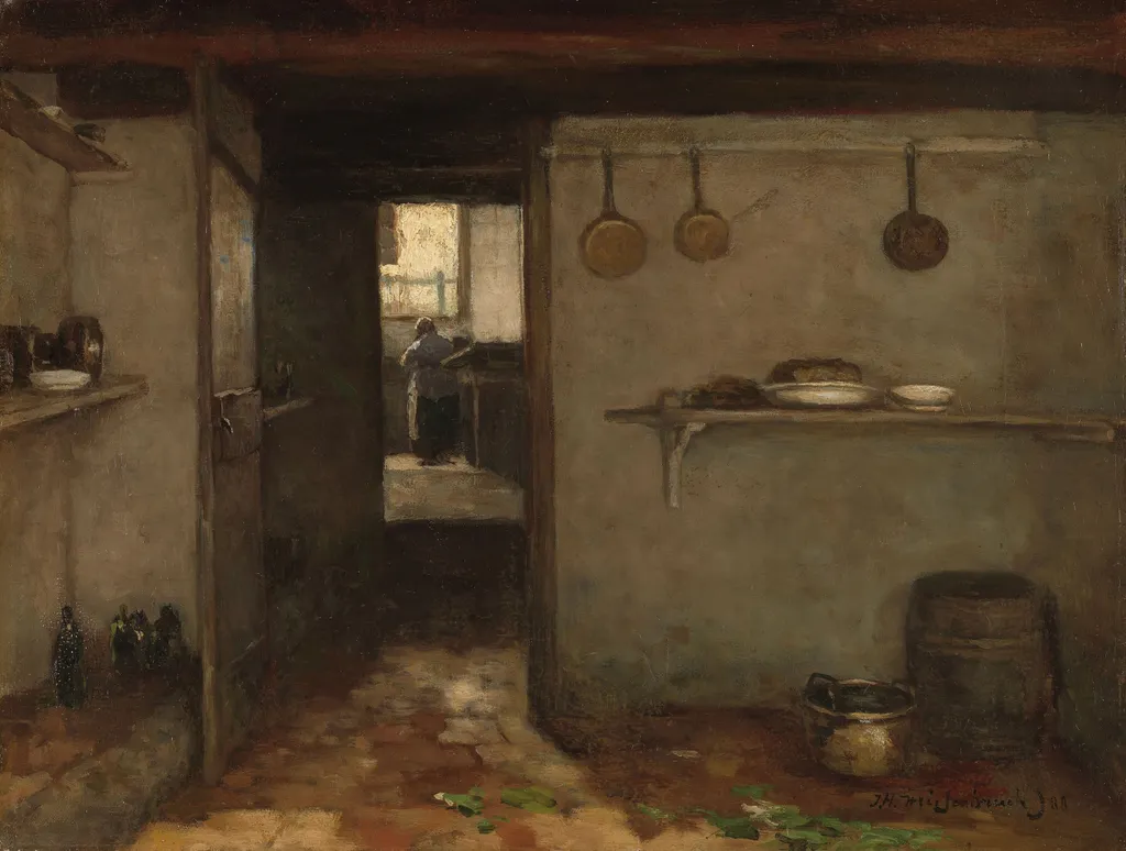 Cellar of the Artist’s Home in The Hague, by Johan Hendrik Weissenbruch, oil, 1894