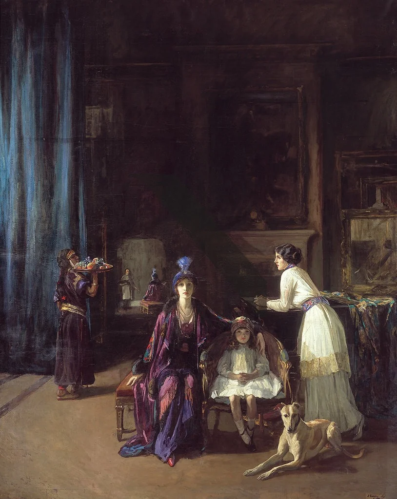 The Artist's Studio: Lady Hazel Lavery with her Daughter Alice and Stepdaughter Eileen, detail