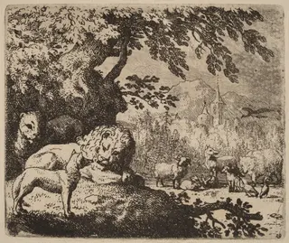Reynard in Council with the Lion and Lioness, by Allart van Everdingen, ink, 1650
