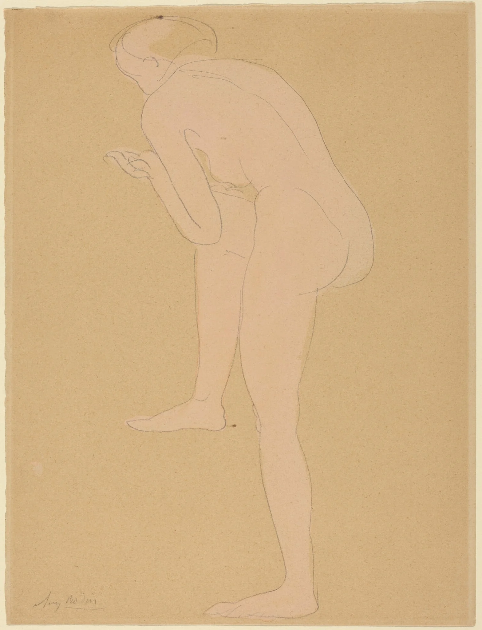 Figure Bending Forward with Right Knee Raised, detail