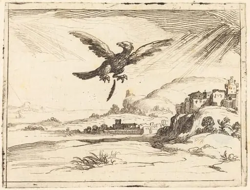 Eagle Losing an Old Feather, by Jacques Callot, ink, 1628