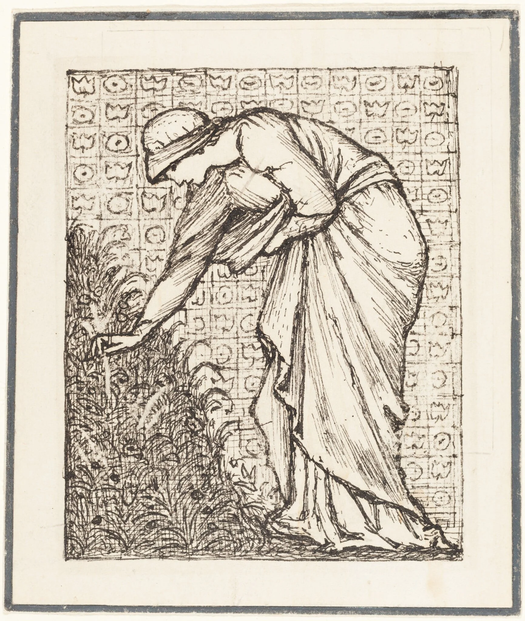 Lady Picking Flowers, detail