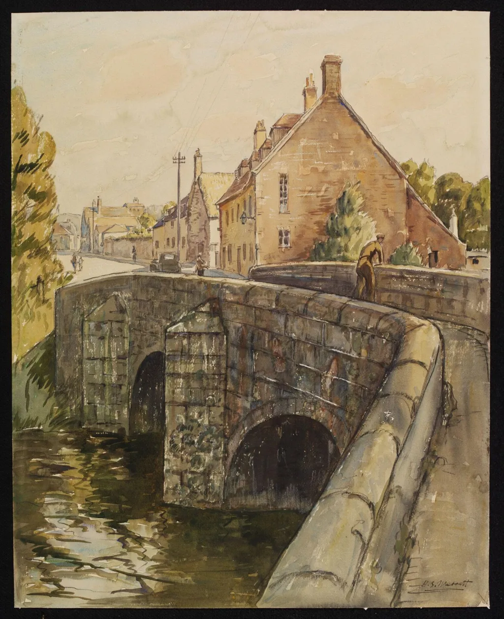 Bridge over the River Madder, Wilton, by Merritt, watercolor