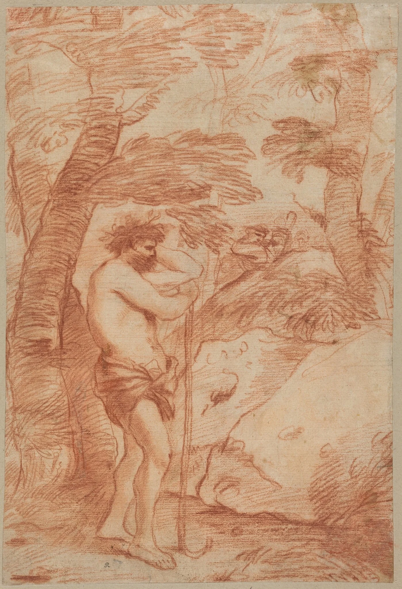 Standing Shepherd in a Landscape, detail