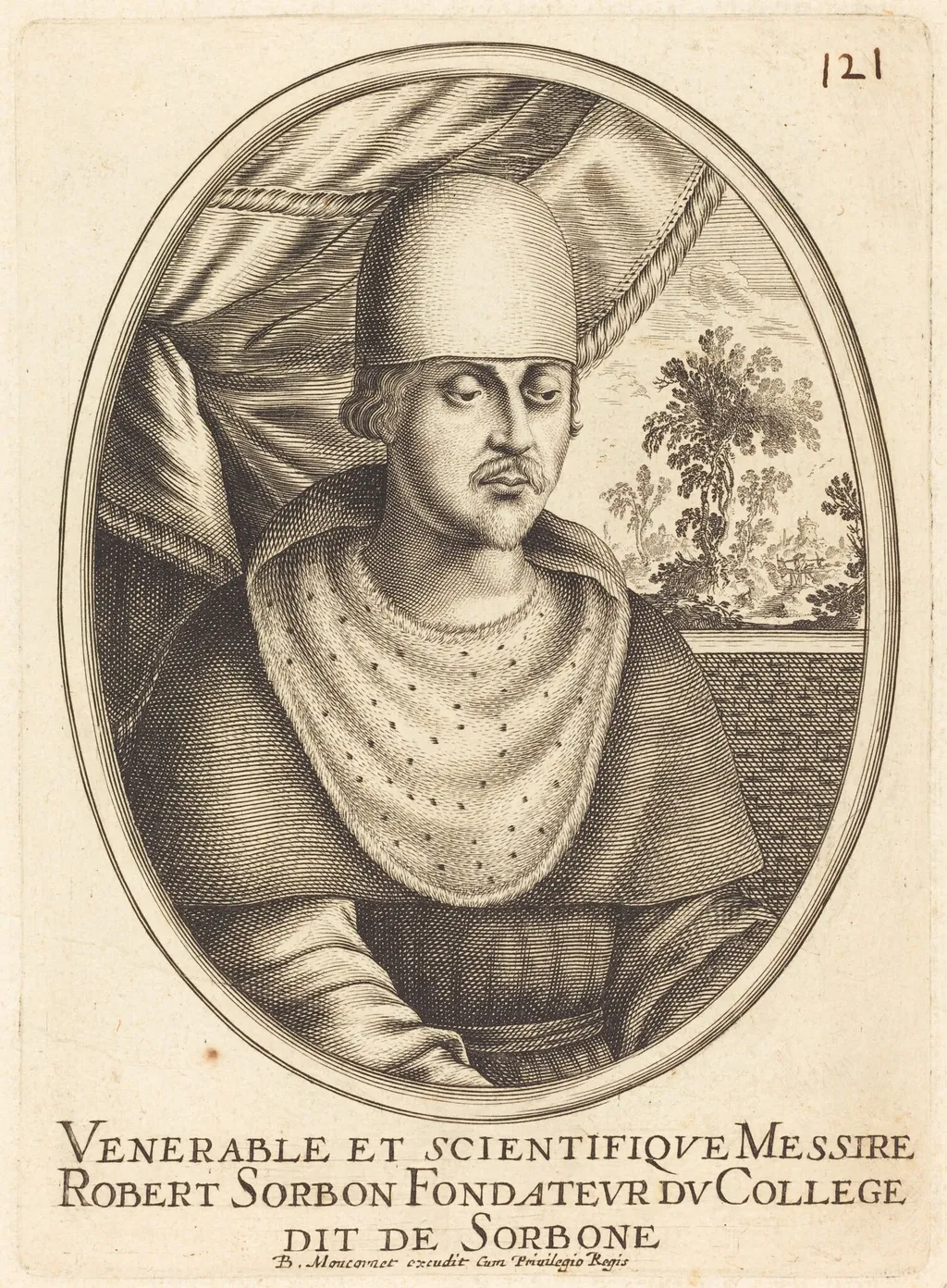 Robert de Sorbon, by Balthasar Moncornet, ink, 1634