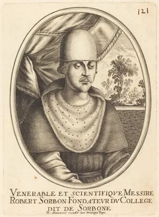 Robert de Sorbon, by Balthasar Moncornet, ink, 1634