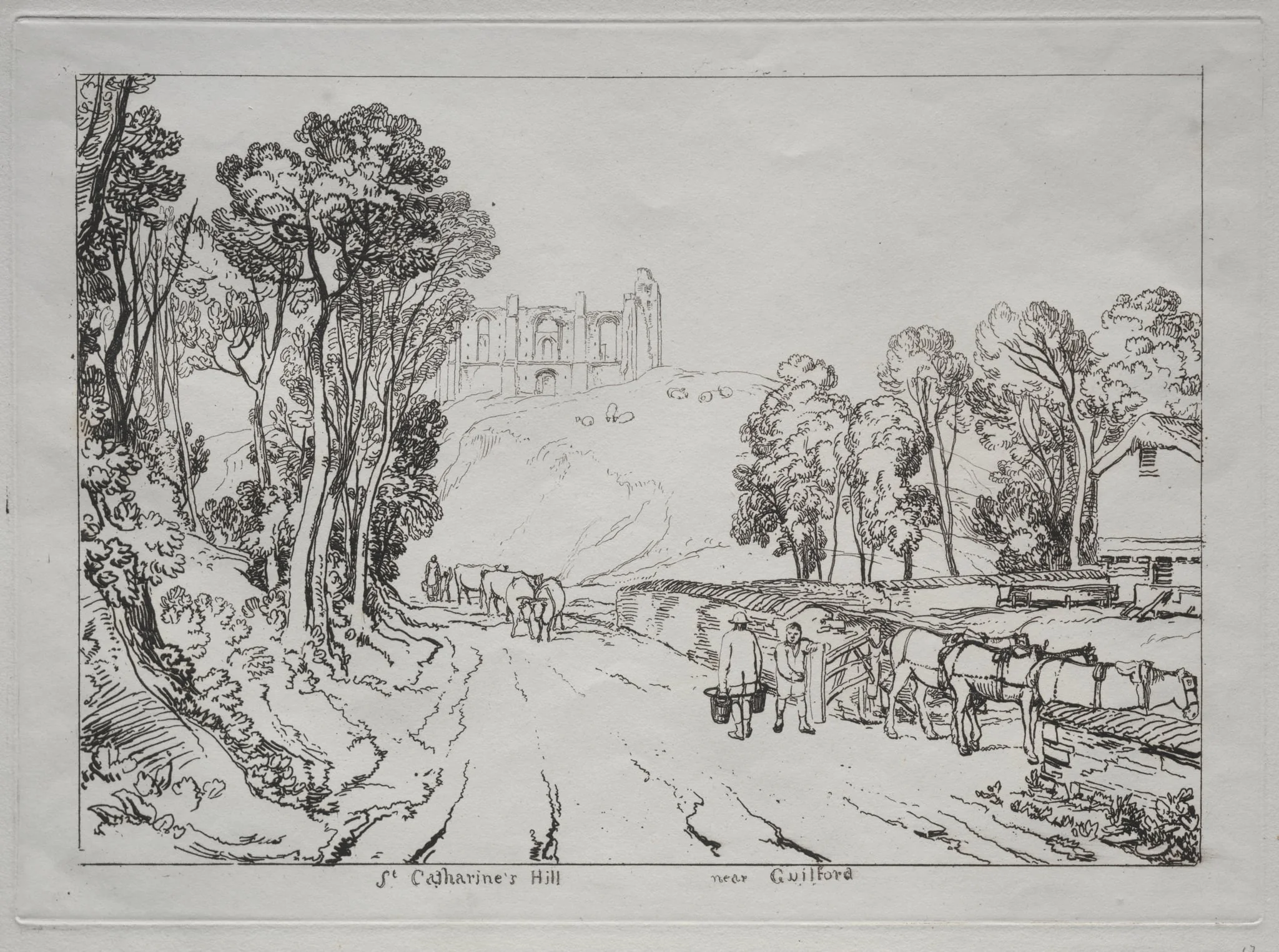 Liber Studiorum: St. Catherine's Hill, near Guilford, detail
