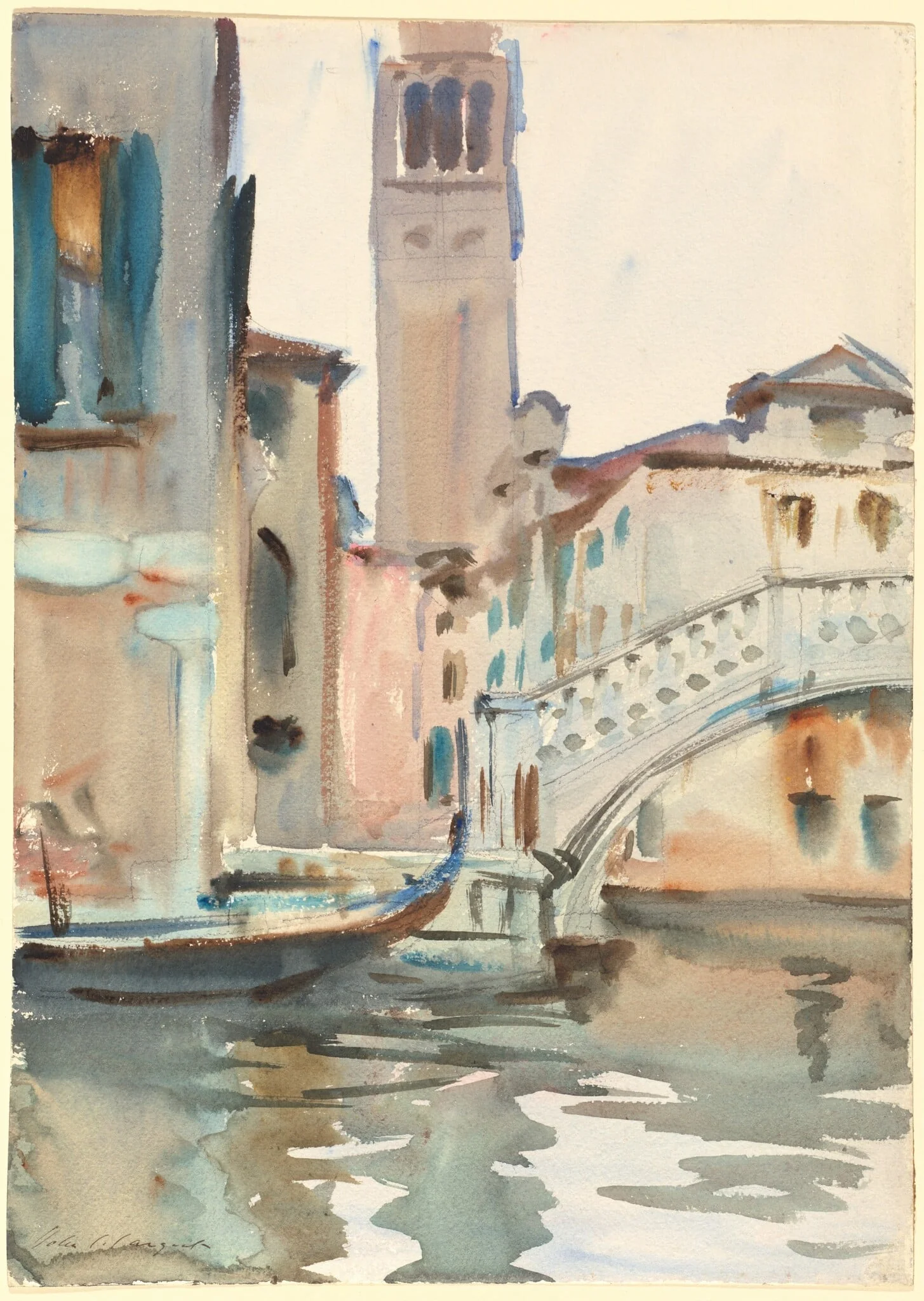 A Bridge and Campanile, Venice, detail