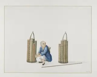 A Mat Seller, by Puqua, paint, 1790
