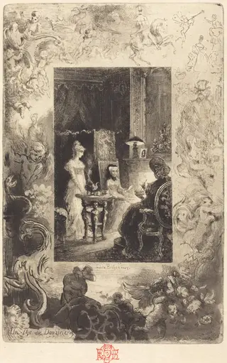 Un Thé de Douairières (The Dowagers' Tea Party), by Félix-Hilaire Buhot, ink, 1880