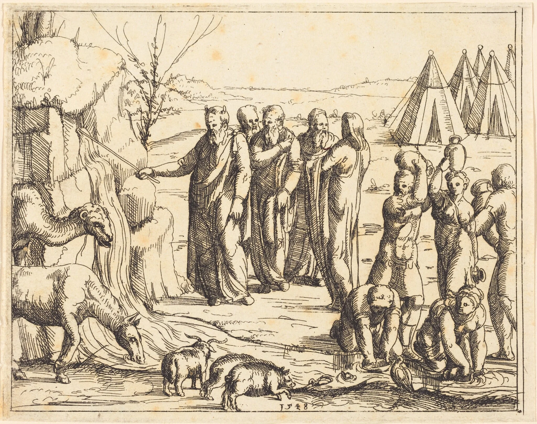 Moses Striking the Rock, detail