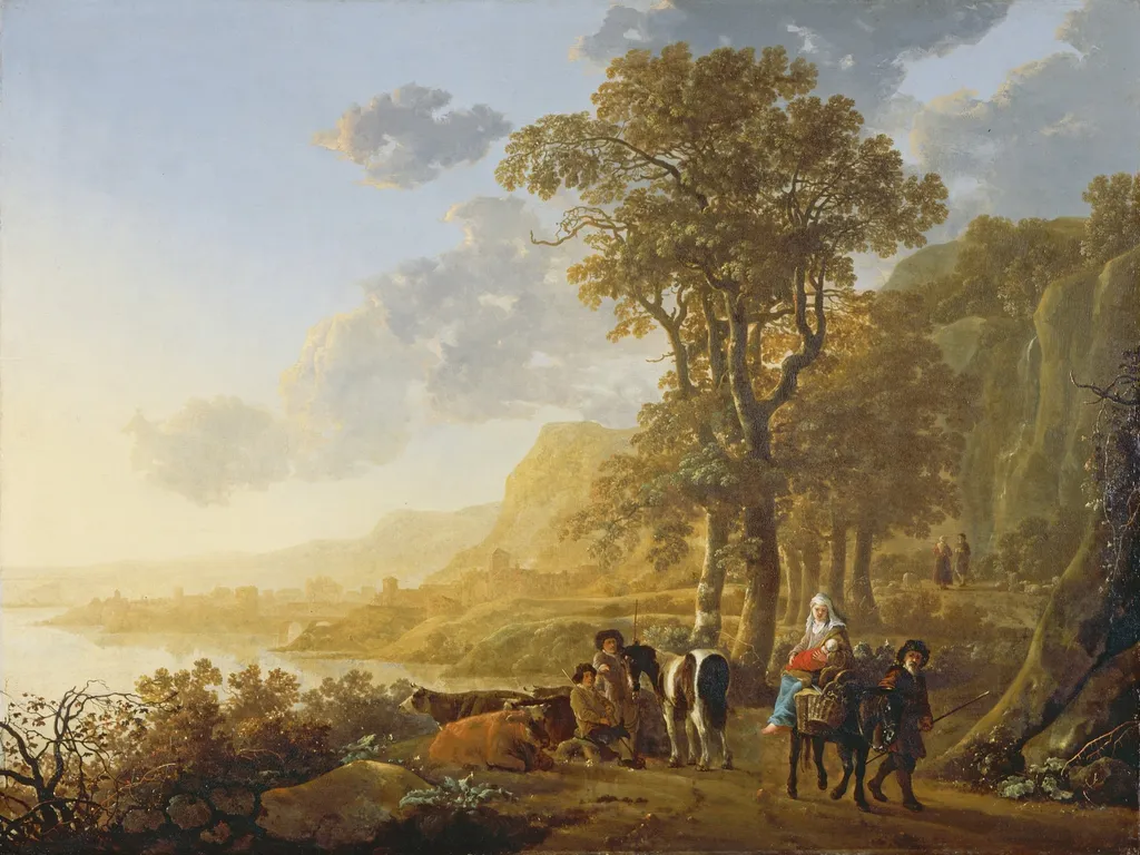 The Flight into Egypt, by Aelbert Cuyp, oil, 1655