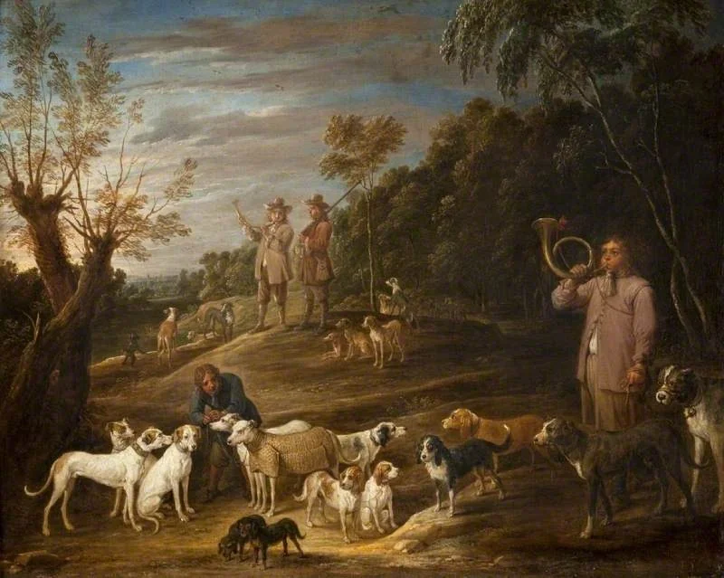Landscape with Huntsmen and Dogs, detail