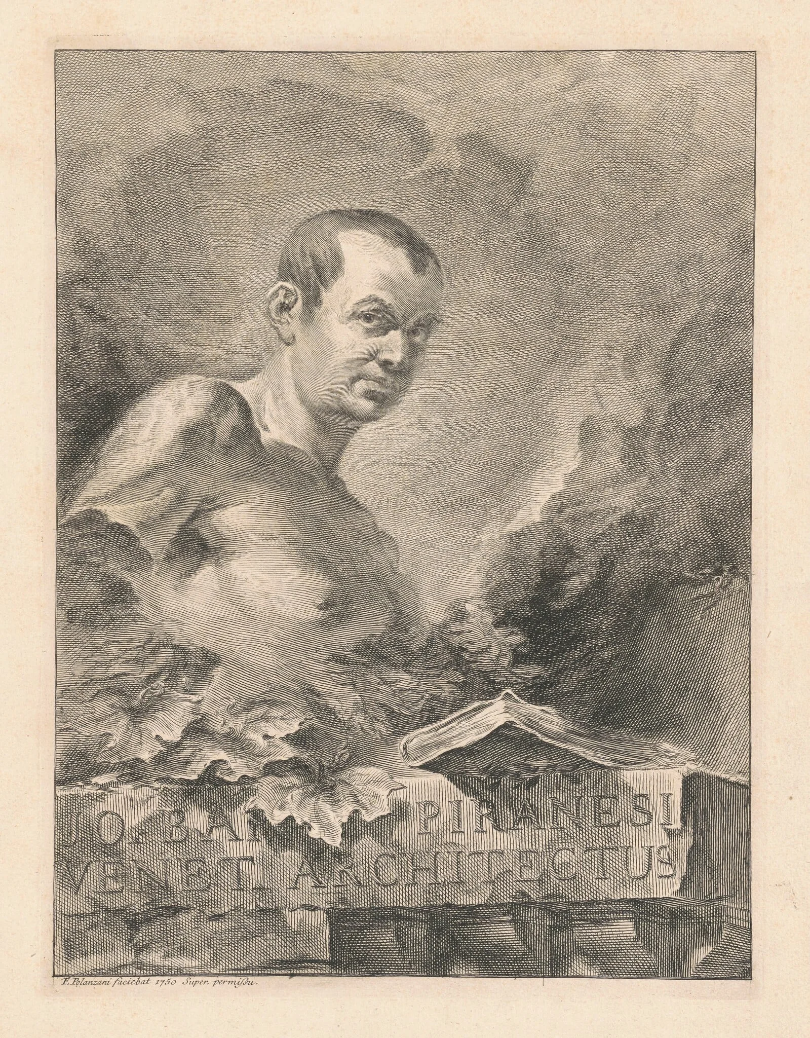 Jo Bap Piranesi Venet Architectus (Portrait of Piranesi), detail