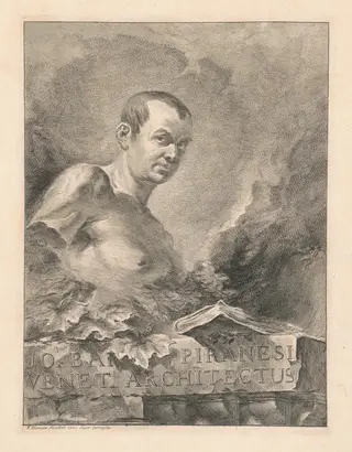 Jo Bap Piranesi Venet Architectus (Portrait of Piranesi), by Felice Polanzani, ink, 1750