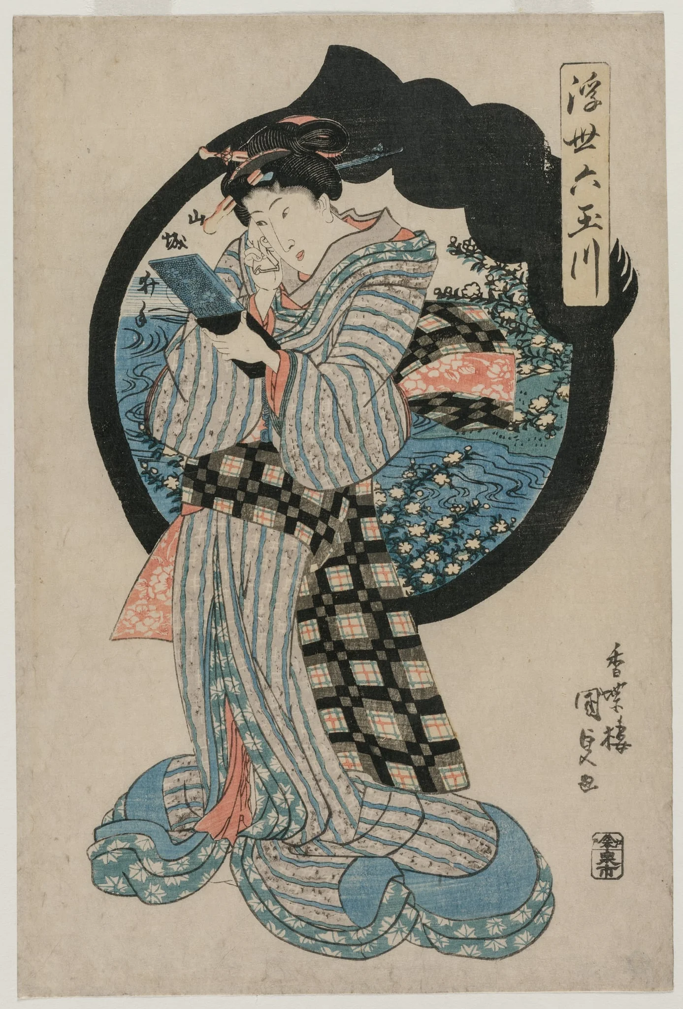 Woman with a Hand Mirror from the series The Six Tama Rivers of the Floating World, detail