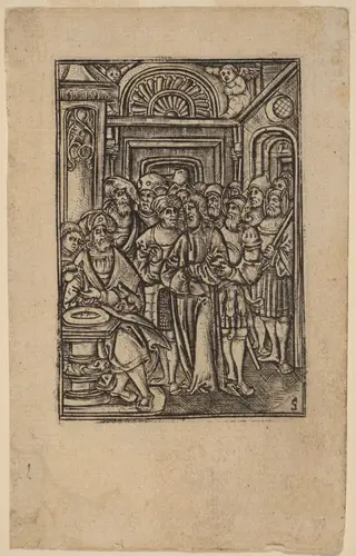 Pilate Washing His Hands, by Master S, ink, 1502