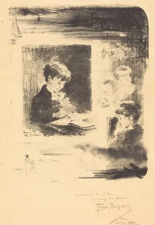 Enfant Dessinant (Child Drawing), by Félix-Hilaire Buhot, ink, 1894