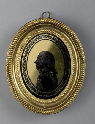 Silhouet portret van een man in officiersuniform, by August Forberger, unspecified, 1798