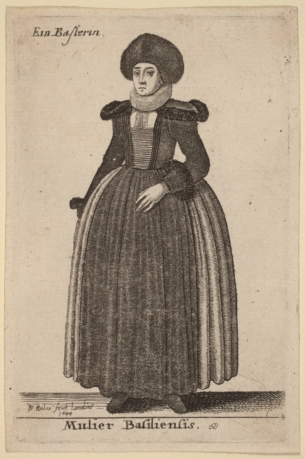 Mulier Basiliensis, by Wenceslaus Hollar, ink, 1644