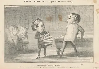 L'accordéon, dit soufflet à musique, by Honoré Daumier, ink, 1865