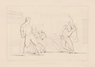 A Form Has Rushed amidst Them from the Dark, by Ferdinand Joubert, ink, 1846