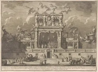 The Seconda Macchina for the Chinea of 1769: A Building for Public Entertainment, by Giuseppe Vasi, ink, 1769