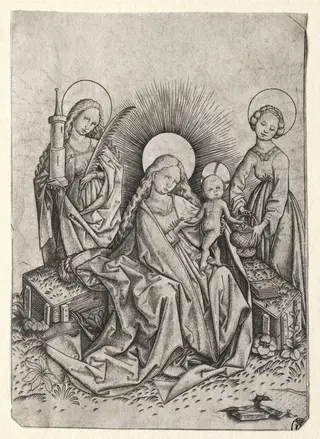 Madonna and Child in a Garden between St. Barbara and st. Dorothy, by Master E.S., 1458