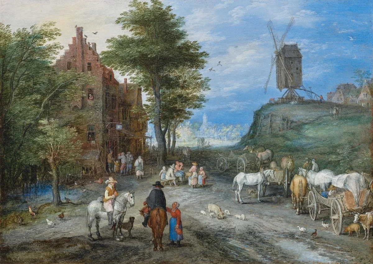 Dorfeingang mit Windmühle, detail