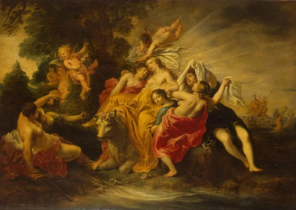 Rape of Europa, by Cornelis Schut, oil, 1640