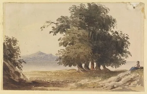Landscape, probably in Greece or Turkey, by William Page, watercolor, 1834