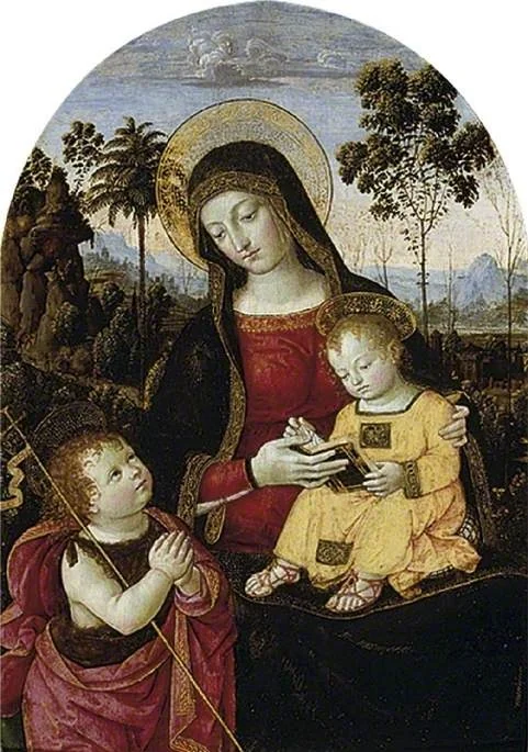 Virgin and Child with St John the Baptist, detail