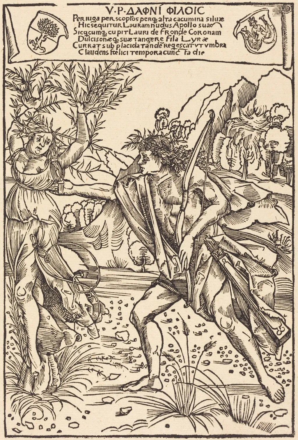 Apollo and Daphne, by Hans Süss von Kulmbach, ink, 1502