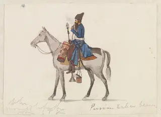 Persian Kalian Bearer, by Godfrey Thomas Vigne, watercolor, 1833
