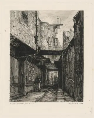 Passage de la Marmite, Paris, by Maxime Lalanne, ink, 1866