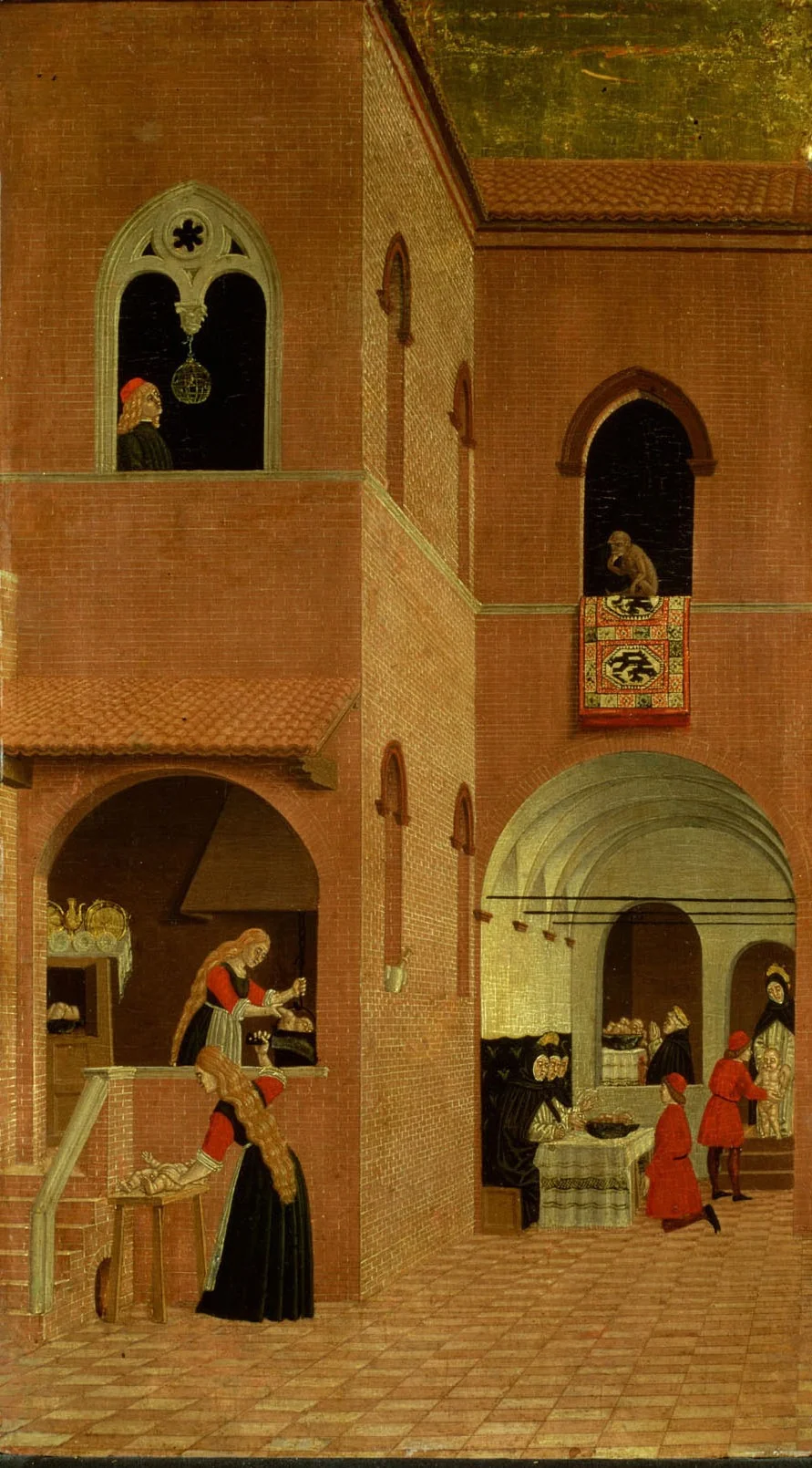 Szene aus dem Leben des Hl. Vinzenz Ferrer: Die Wiedererweckung des von seiner wahnsinnigen Mutter zerstückelten und gebratenen Kindes, detail
