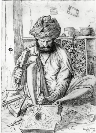 A wood carver, by John Lockwood Kipling, 1870