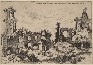 Ruins on the Palatine with the Septizonium, by Hieronymus Cock, ink, 1550