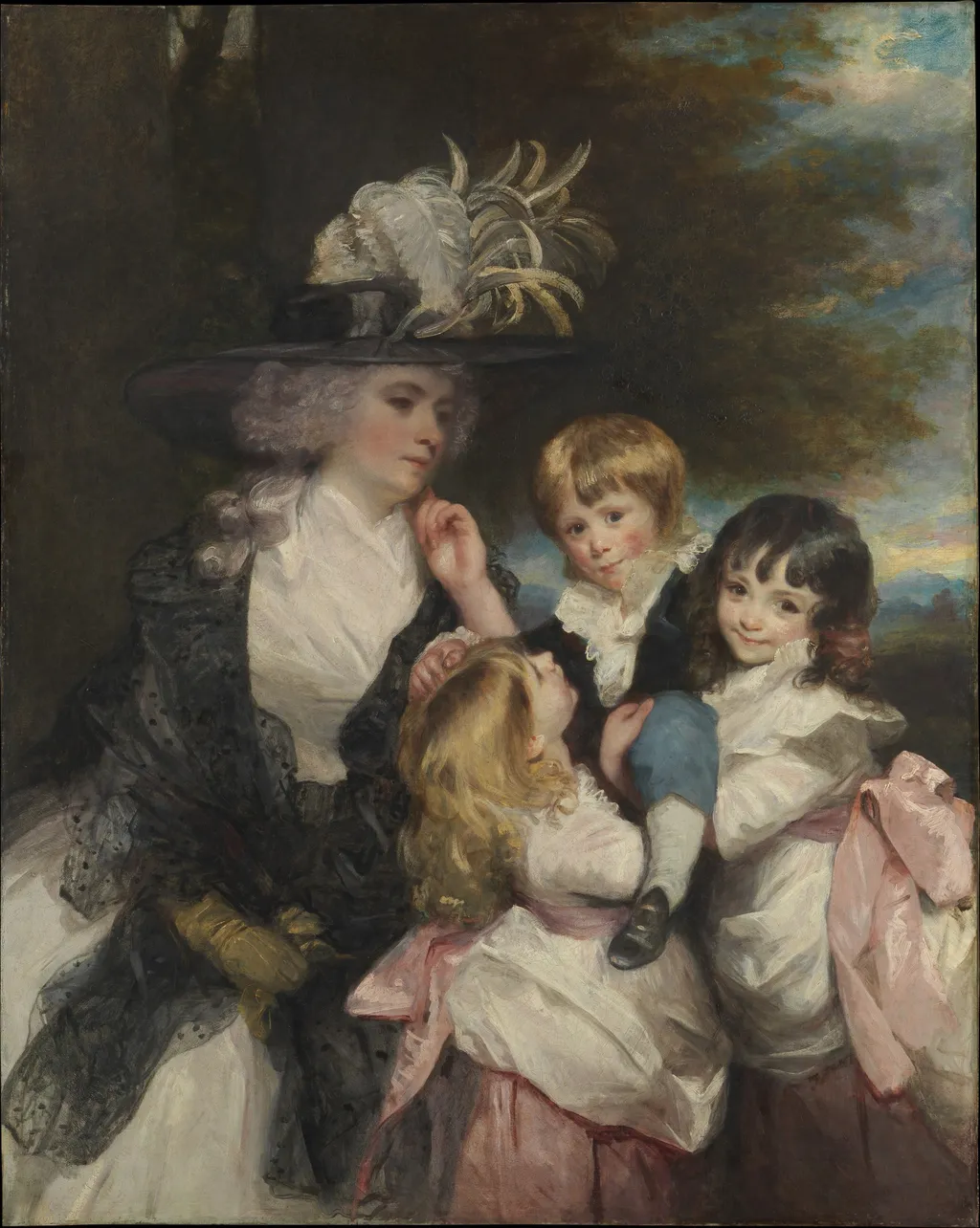 Lady Smith (Charlotte Delaval) and Her Children (George Henry, Louisa, and Charlotte), by Joshua Reynolds, oil