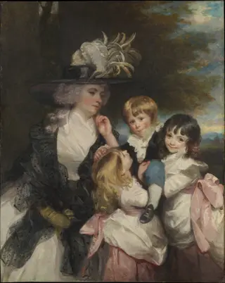 Lady Smith (Charlotte Delaval) and Her Children (George Henry, Louisa, and Charlotte), by Joshua Reynolds, oil