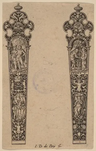 Ornament for Knife Handle, by Theodor de Bry, ink, 1563
