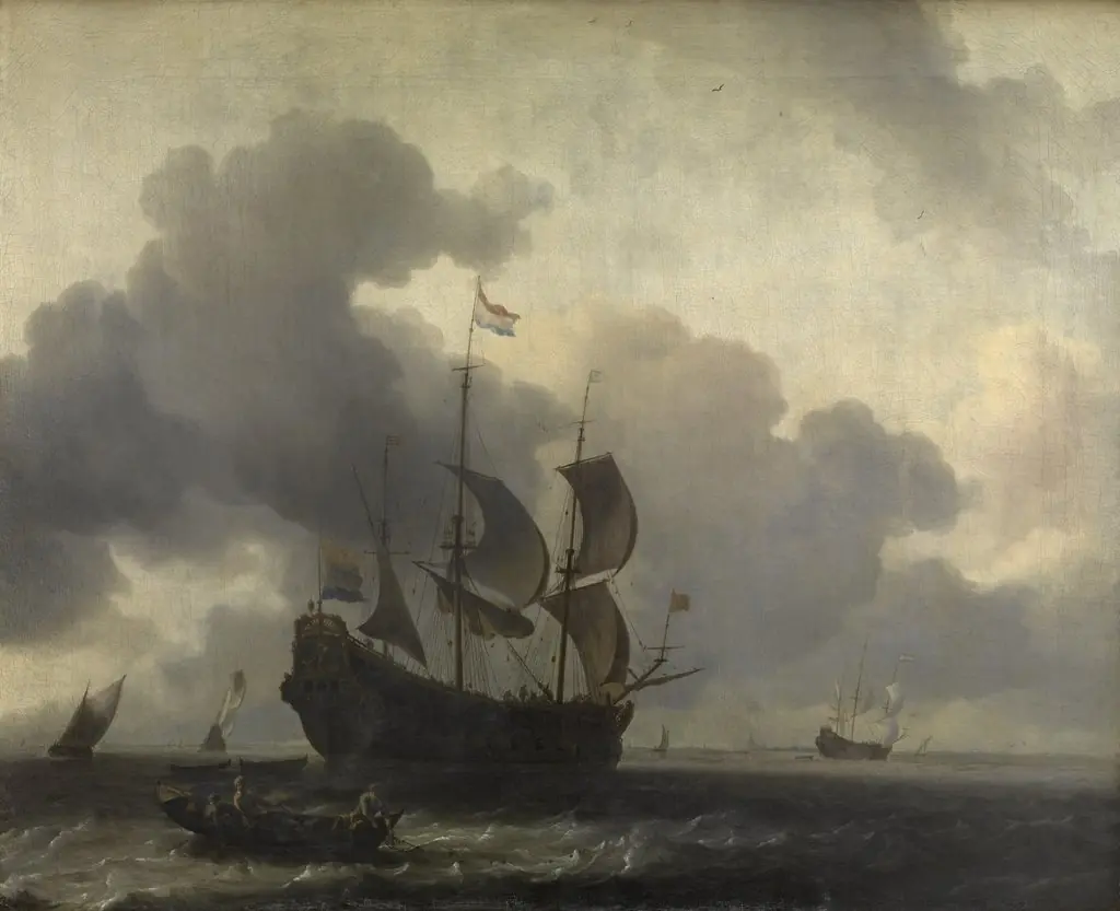 The Warship "De Jacob" at Anchor, by Ludolf Bakhuizen, oil, 1689