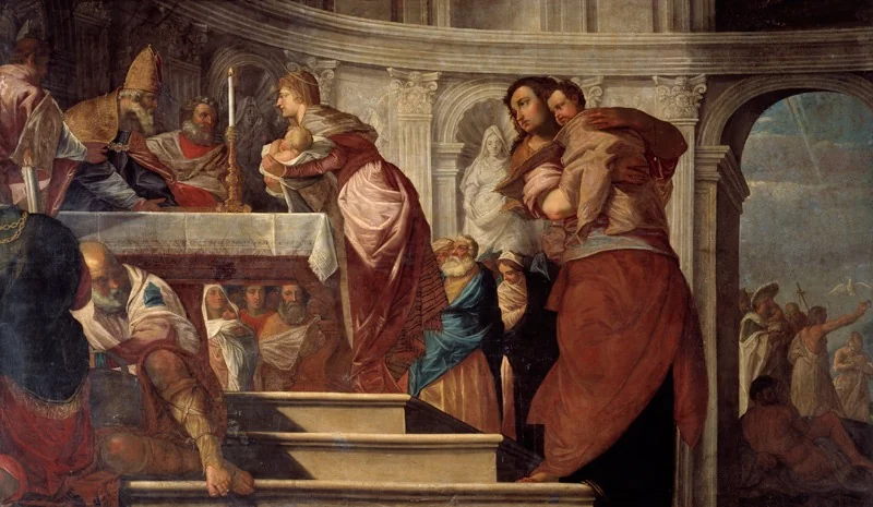 The Presentation of Christ in the Temple, and the Baptism of Christ, detail