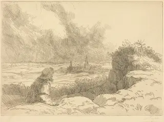 Landscape (Paysage), by Alphonse Legros, ink, 1874