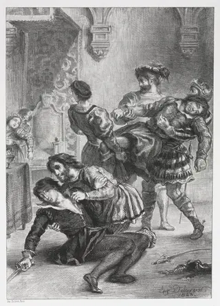 Hamlet:  The Death of Hamlet, by Eugène Delacroix, 1843